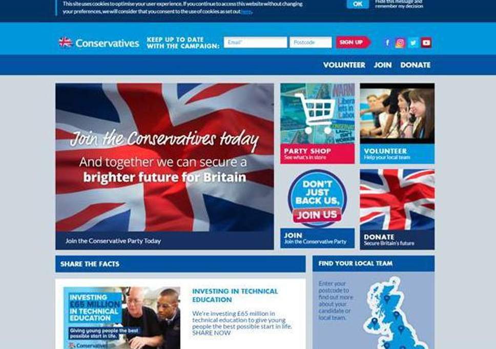 3 Blue People of Web and Tech Logo - Theresa May's image removed from Conservative party website homepage ...