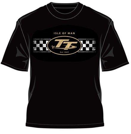 Black Check Logo - TT Logo & Check Design Retro T-Shirt Black : Isle of Man TT Shop