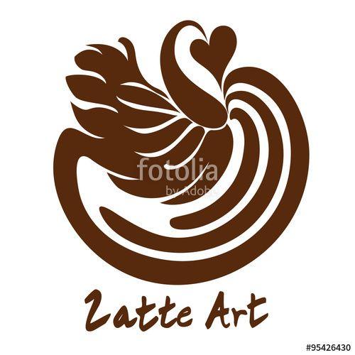 Coffee Art Logo - Swan Latte Art Coffee Logo Icon