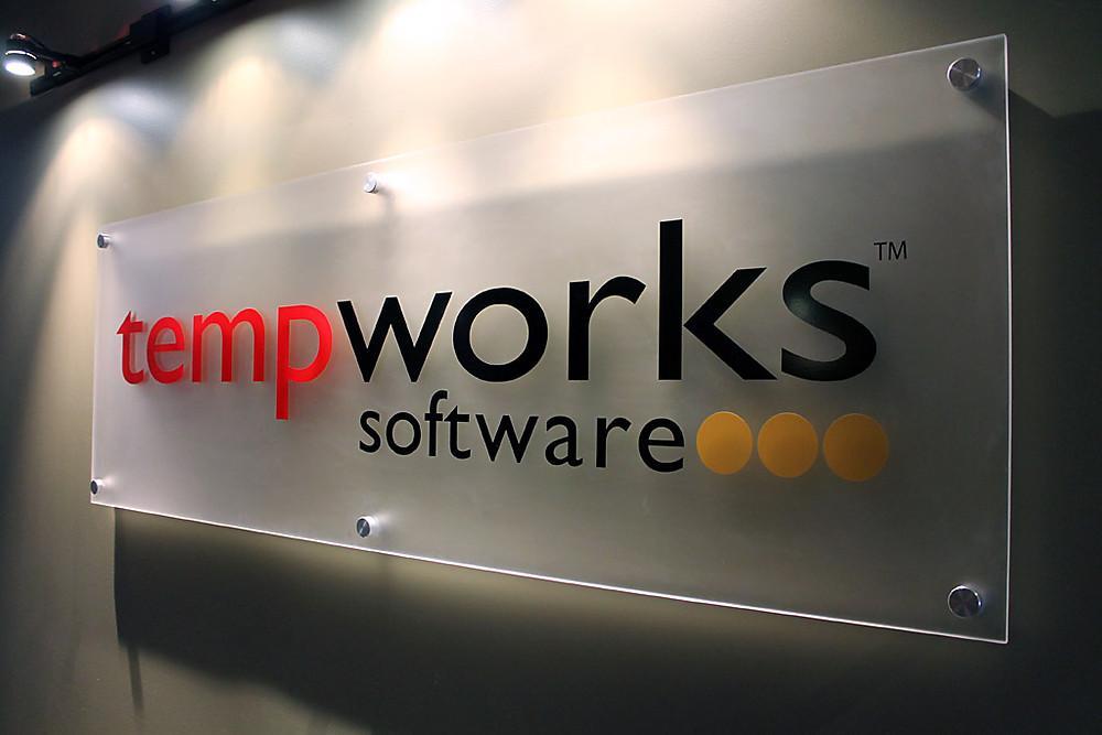 Wall Office Logo - The 3rd floor logo wall greet... - TempWorks Software Office Photo ...