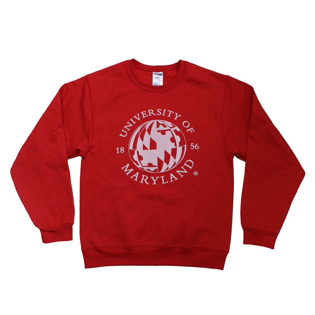 Globe with Red S Logo - University of Maryland Flag Red Globe Sweatshirt – Route One Apparel
