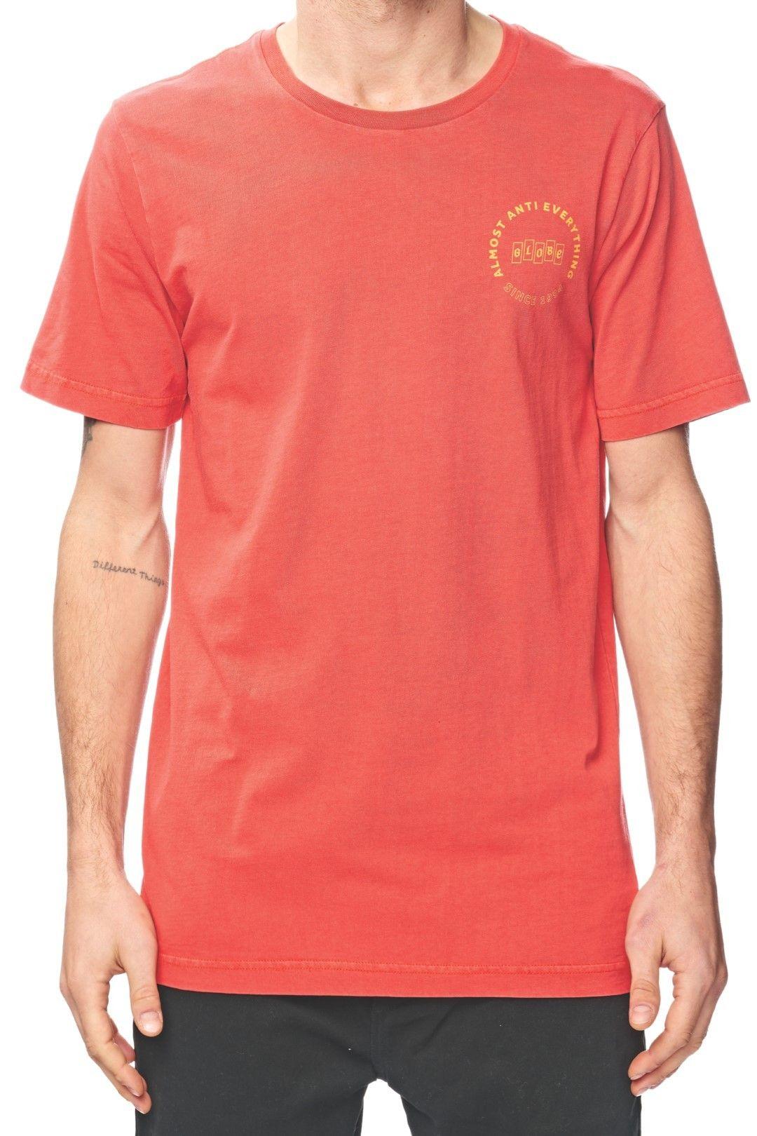 Globe with Red S Logo - Short Sleeve T Shirt Globe Anti Tee Washed Red S REDBOARD