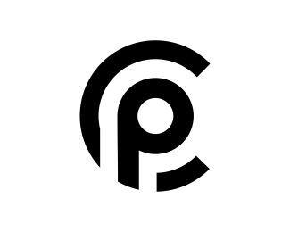 Black P Logo - initial letter logo cp, pc, p inside c rounded lowercase white black