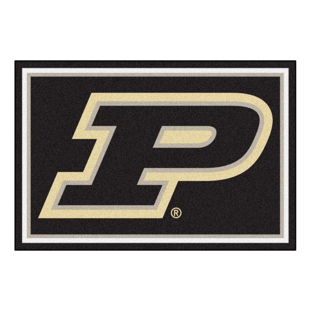 Black P Logo - FANMATS NCAA Purdue University P Logo Black 5 ft. x 8 ft. Indoor