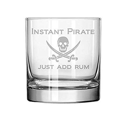 Whiskey Pirate Logo - Amazon.com | 11 oz Rocks Whiskey Highball Glass Funny Instant Pirate ...