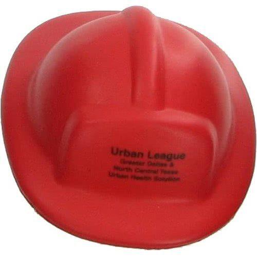 Fire Red and White Ball Logo - Promotional Fireman Mad Cap Stress Balls with Custom Logo for $2.36 Ea.