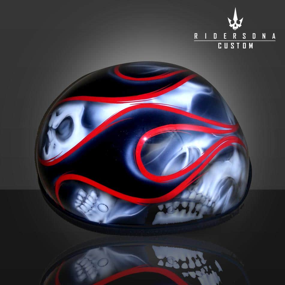 Fire Red and White Ball Logo - black white skulls fire red pin tripe hand painted airbrush beanie
