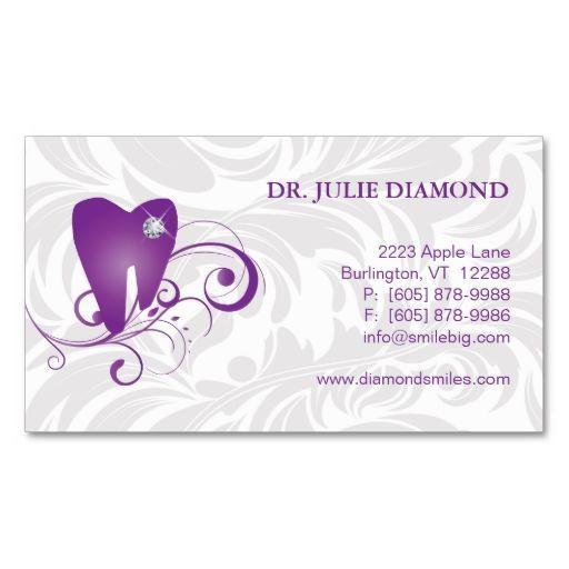 Diamond Tooth Logo - Dental Business Card Diamond Tooth Logo Purple 2. Dental Dentist