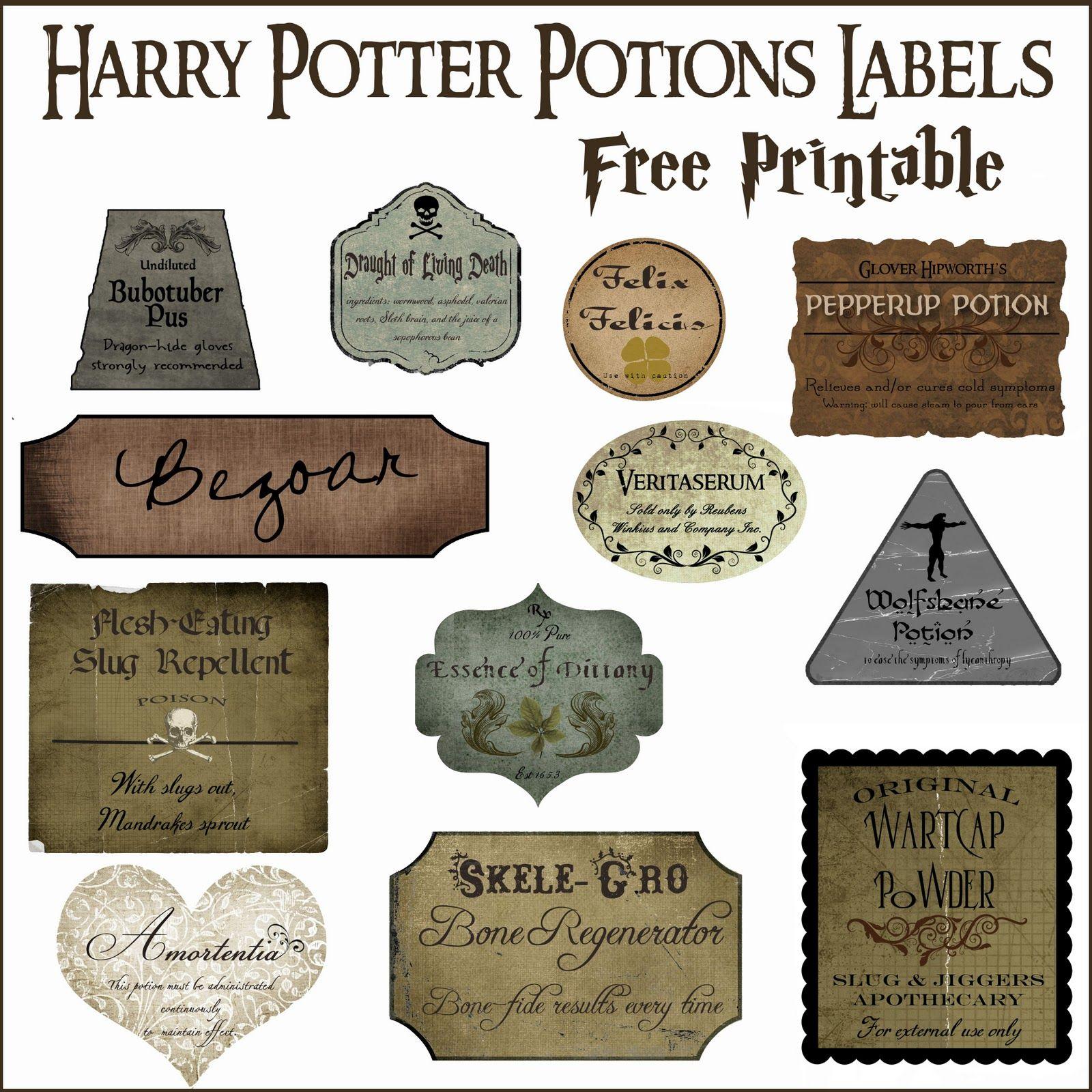 Big Harry Potter HP Logo - Harry Potter Potion Label Printables