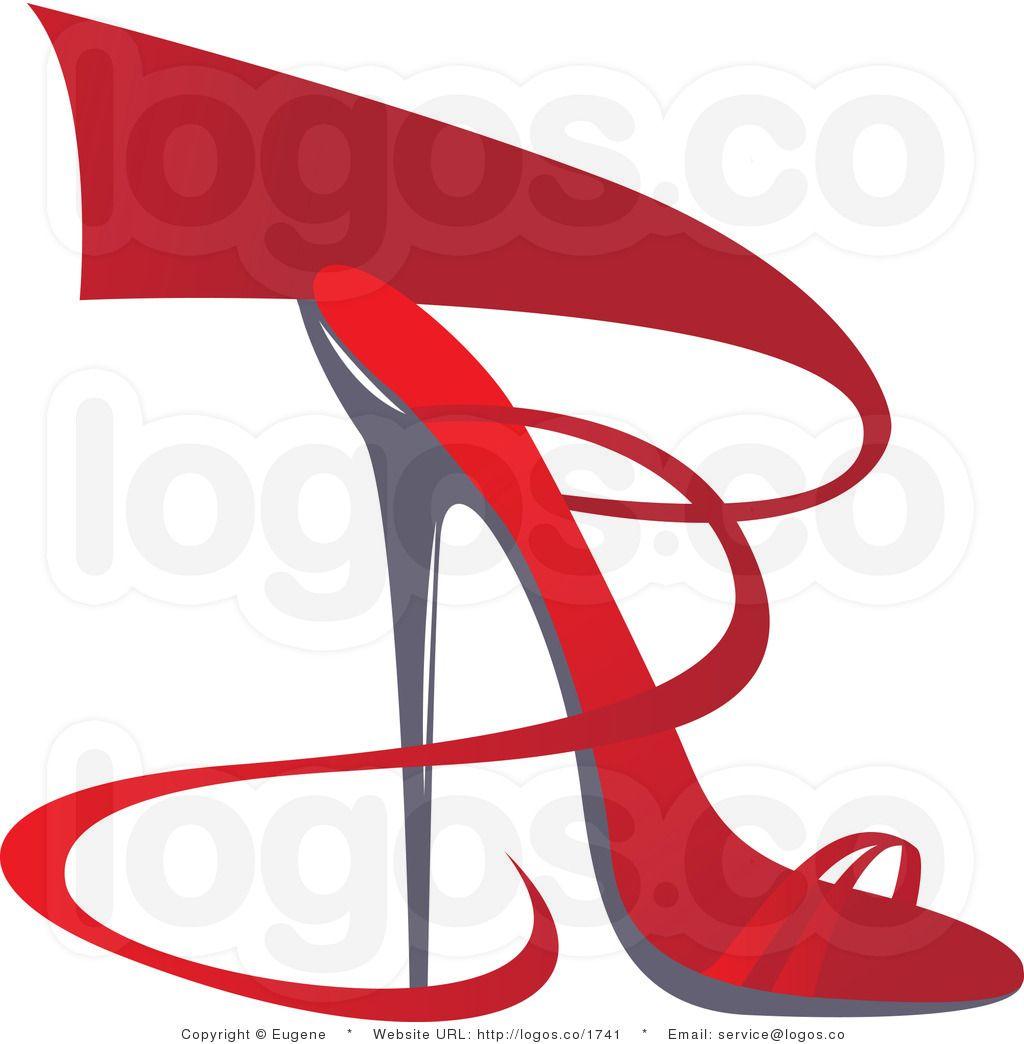 Red Heel Logo - Royalty Free Design of a Red Heel Shoe with Red Ribbon Logo
