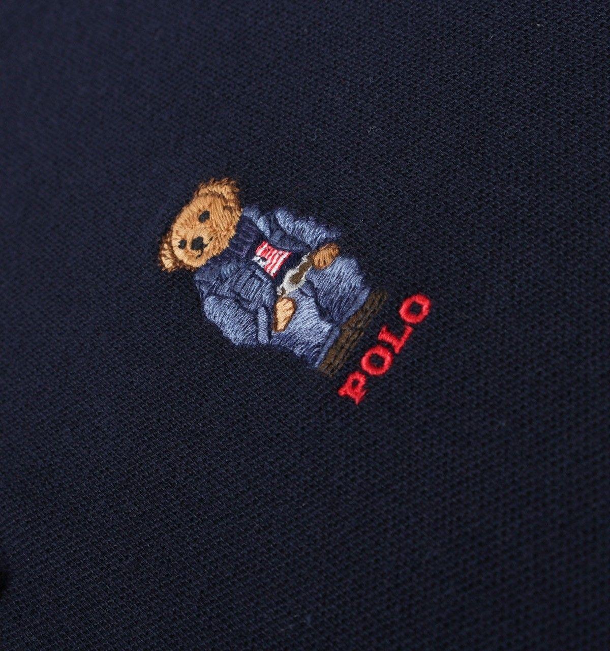 Custom Polo Bear Logo - Polo Ralph Lauren Bear Custom Slim Fit Navy Polo Shirt