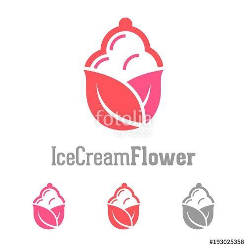 Ice Flower Logo - Flower Ice Cream Logo, Leaf Ice Cream Logo, Herbal Ice Cream Logo