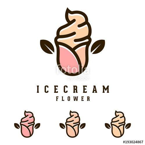 Ice Flower Logo - Flower Ice Cream Design Logo Vector, Ice Cream Logo, Flower Logo