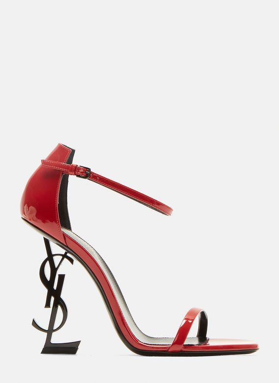 Red Heel Logo - Saint Laurent Opyum 110 Logo Heel Sandals in Red | LN-CC