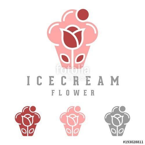Ice Flower Logo - Cherry Ice Cream Flower Logo, Ice Cream Logo, Flower Logo, Cherry ...