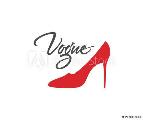 Red Heel Logo - Vogue logo design. Red shoe on heel icon. Vector sign lettering ...