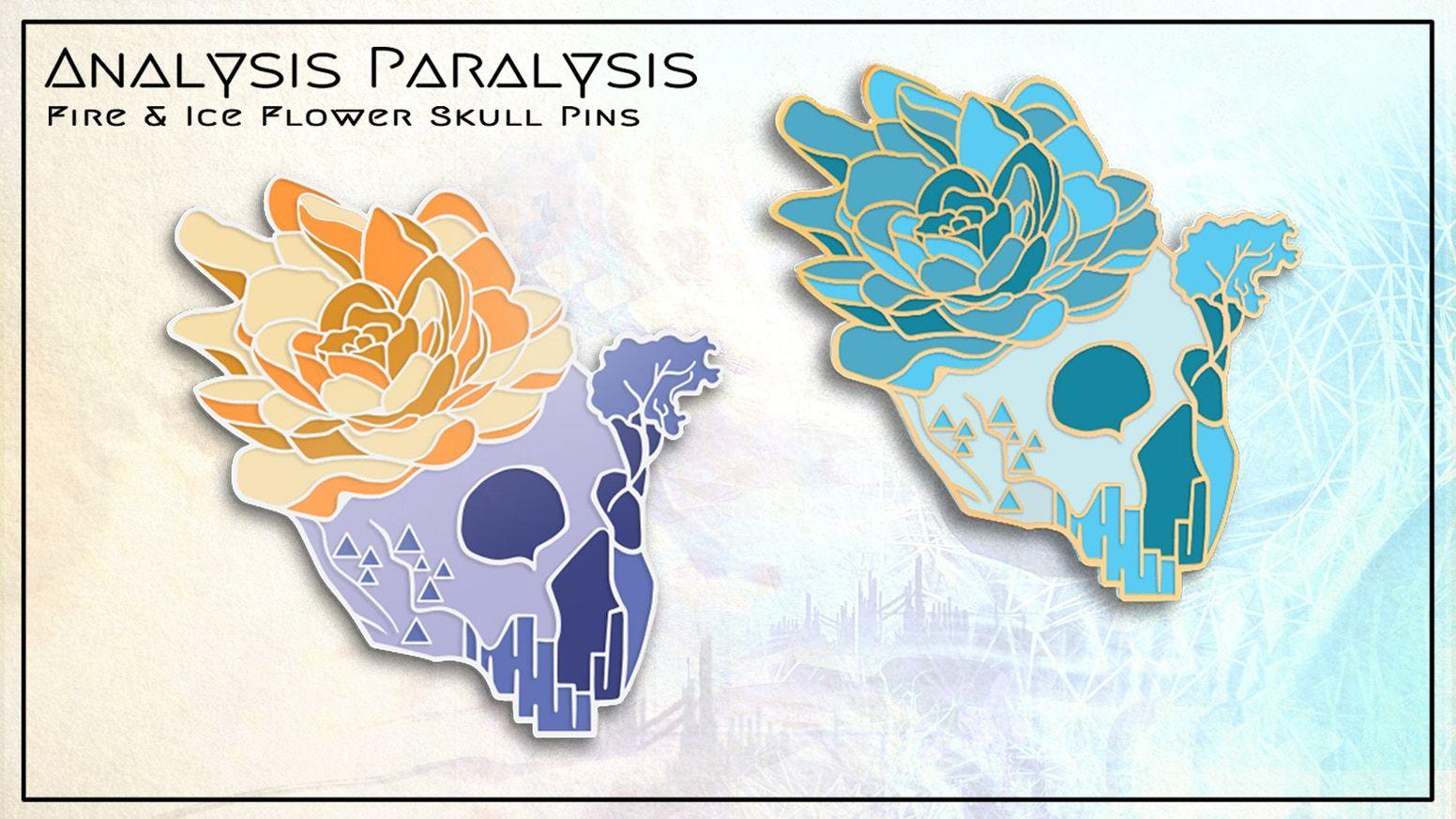 Ice Flower Logo - Fire & Ice Flower Skull Enamel Pins by Justin Totemical Tapestries