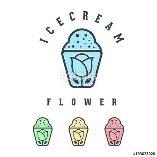 Ice Flower Logo - Flower Cup Ice Cream Logo, Flower Logo, Ice Cream Logo, Cup Ice ...