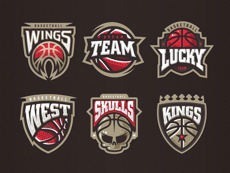 Fun Basketball Logo - Basketball team logo set. Mascot Branding And Logos