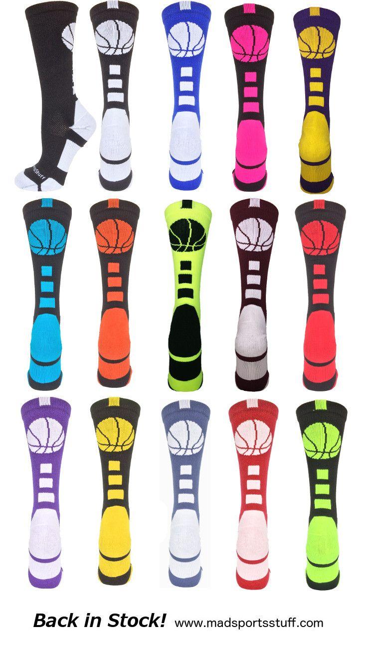Fun Basketball Logo - Basketball Logo Crew Socks are back in stock! Fun colors, team