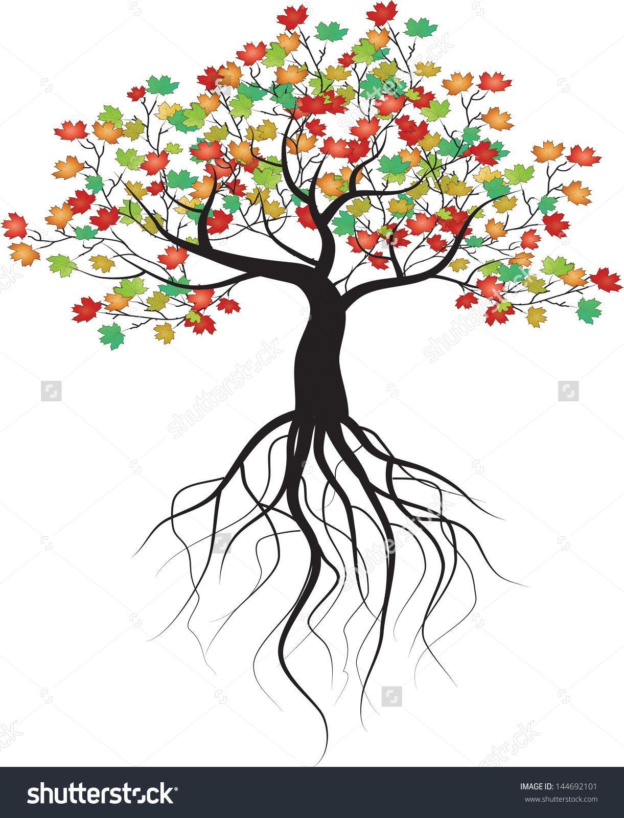 Black and White Tree with Roots Logo - Whole Black Tree With Roots Isolated White Background Vector ...