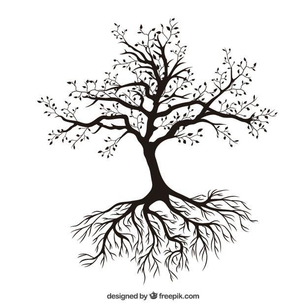 Black and White Tree with Roots Logo - Tree with roots Vector | Free Download