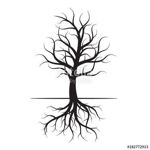Black Tree with Roots Logo - Black Tree with Roots. Vector Illustration. Stock image and royalty
