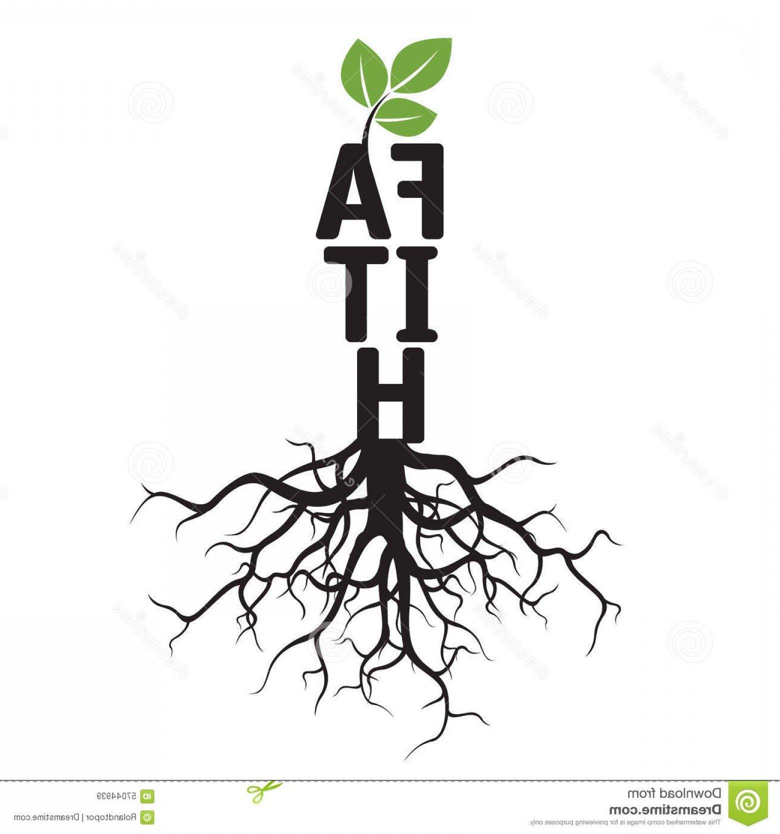 Black Tree with Roots Logo - Stock Illustration Black Tree Roots Text Faith Vector Illustration