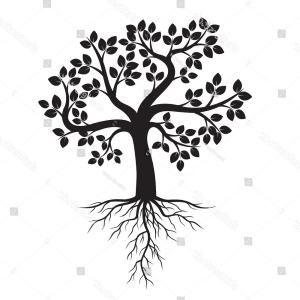 Black Tree with Roots Logo - Black Tree Roots Vector Illustration