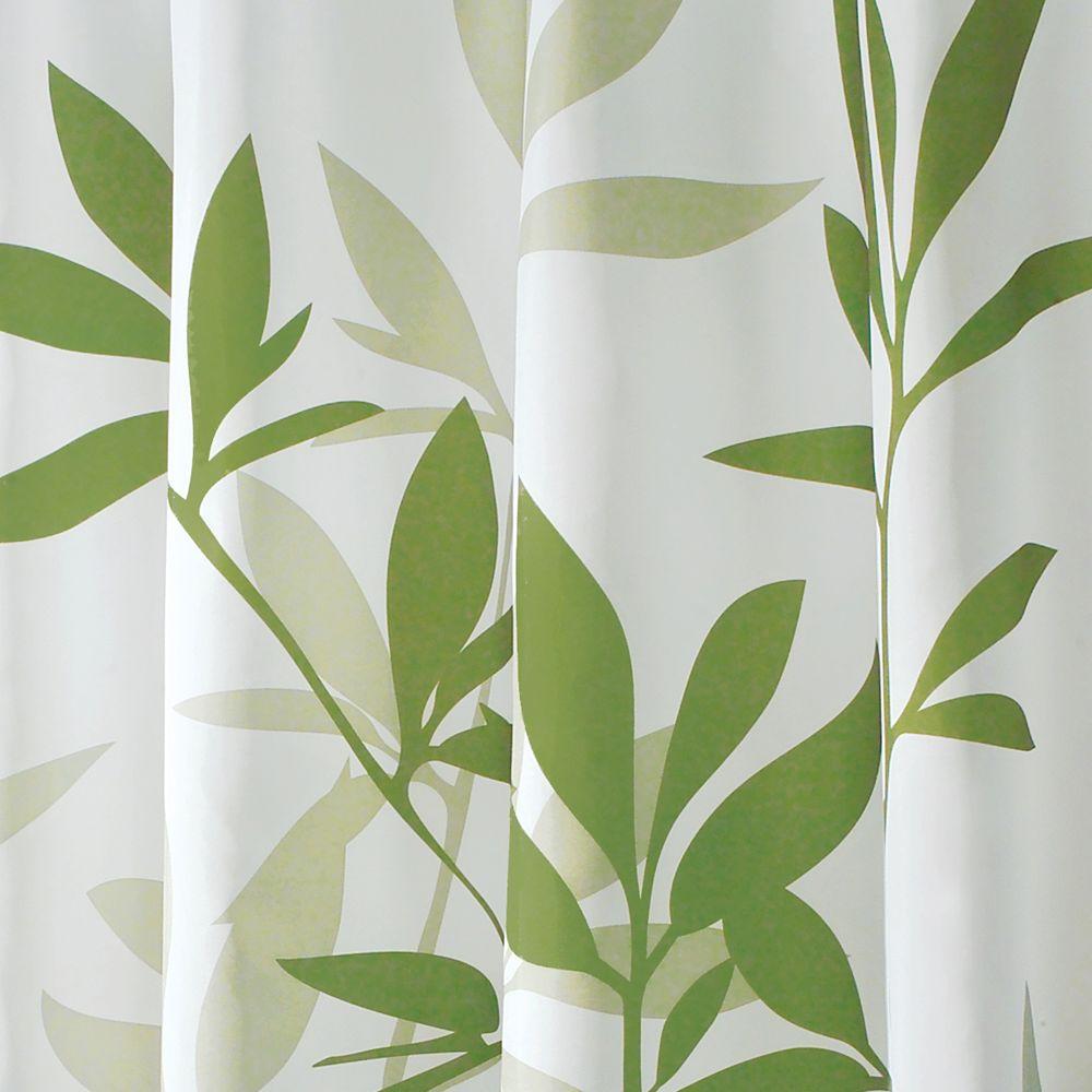 White and Green Leaf Logo - interDesign Shower Curtain in White with Green Leaves-35630 - The ...