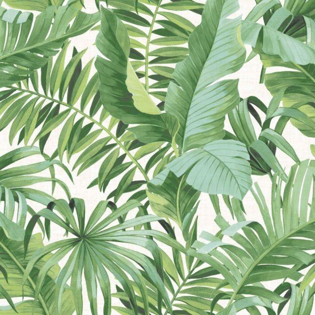 White and Green Leaf Logo - Tropical Leaf Wallpaper Palm Tree White Green a Street Prints Paste ...