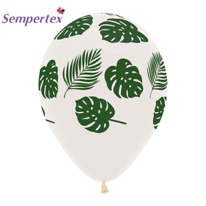 White and Green Leaf Logo - Sempertex Leaves White & Green 12 Latex Balloons Hawaiian Party