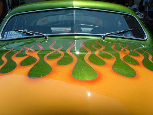 Orange and Green Car Logo - yellow flames on green car | Taken during Hot August nights … | Flickr