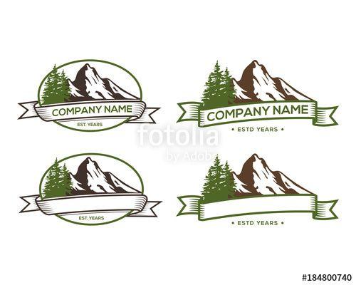 Pine Tree Company Logo - Black Mountain with Pine Tree and Ribbon Vintage Company Logo Oval ...