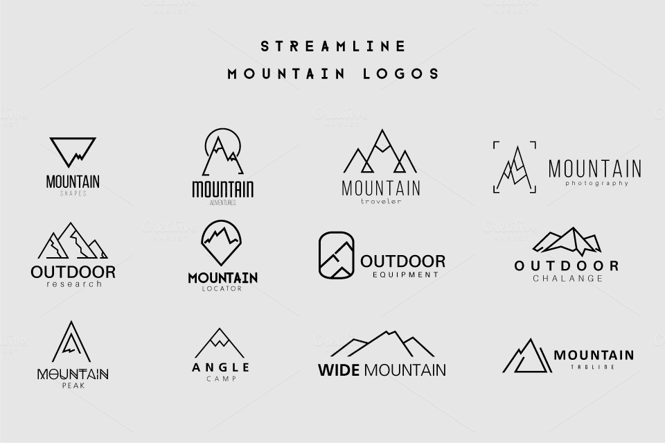 Simple Mountain Logo - Streamline Mountain Logos by lovepower on Creative Market. typograf