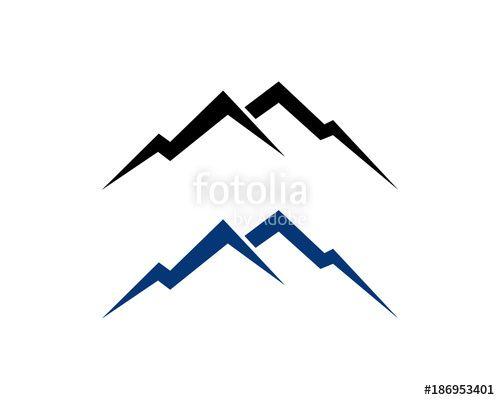Simple Mountain Logo - Black and Blue Simple Line Art Mountain Symbol Vector Modern Logo ...