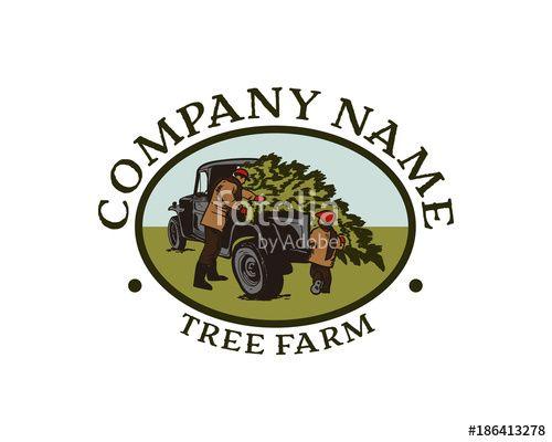 Pine Tree Company Logo - Father and Son Cuting Pine Tree and Taken to the Truck - Tree Farm ...