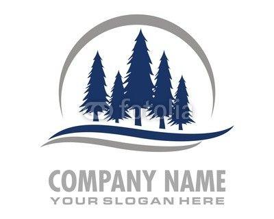 Pine Tree Company Logo - blue pine tree logo image vector. Buy Photo