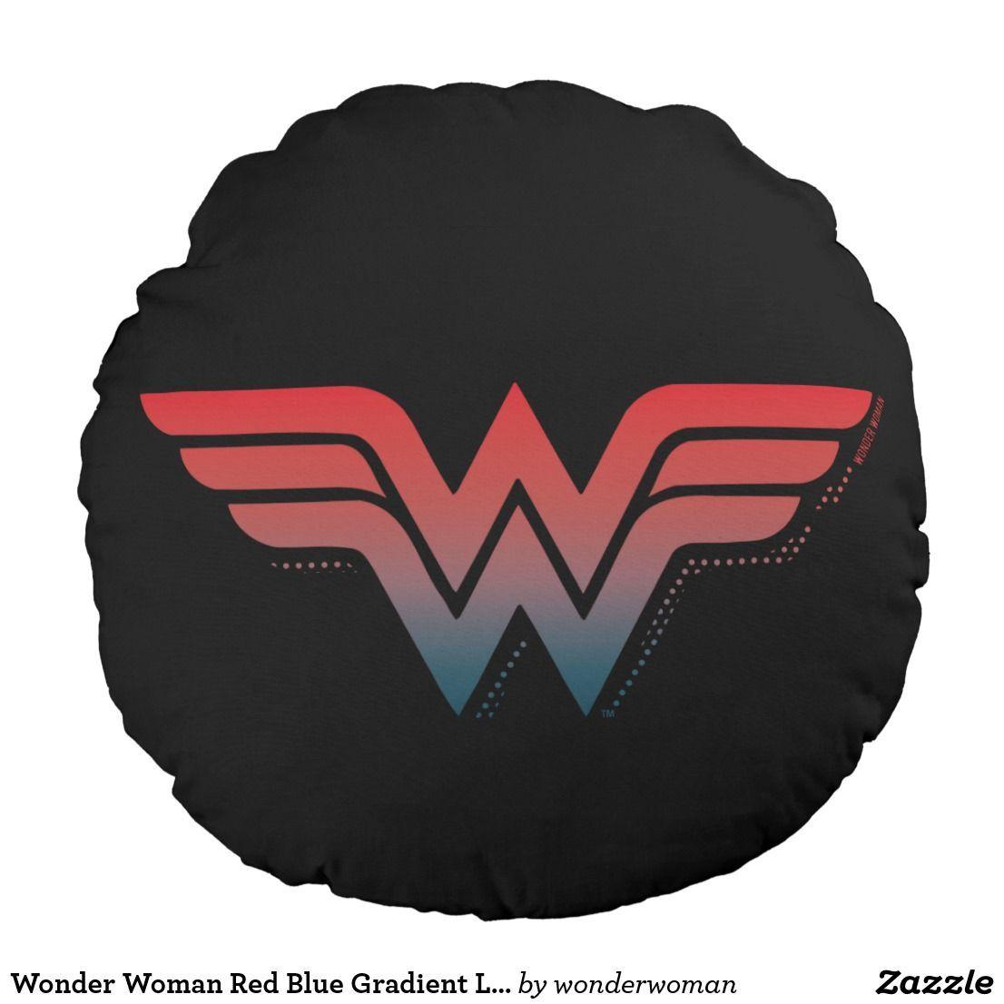 Grab Round Logo - Wonder Woman Red Blue Gradient Logo Round Pillow | Wonder Woman Cool ...