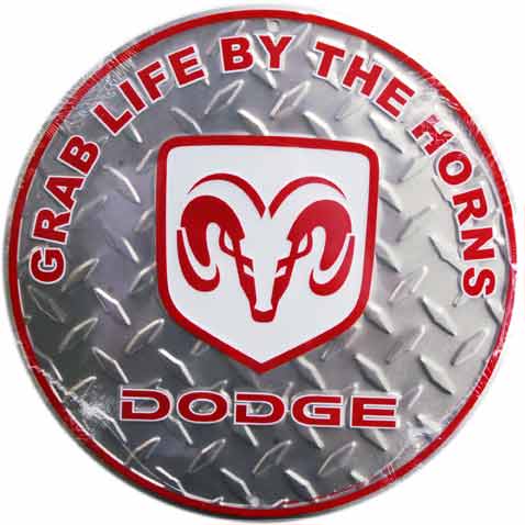 Grab Round Logo - Tin Sign: Grab Life By Horns Dodge Round Sign RD81