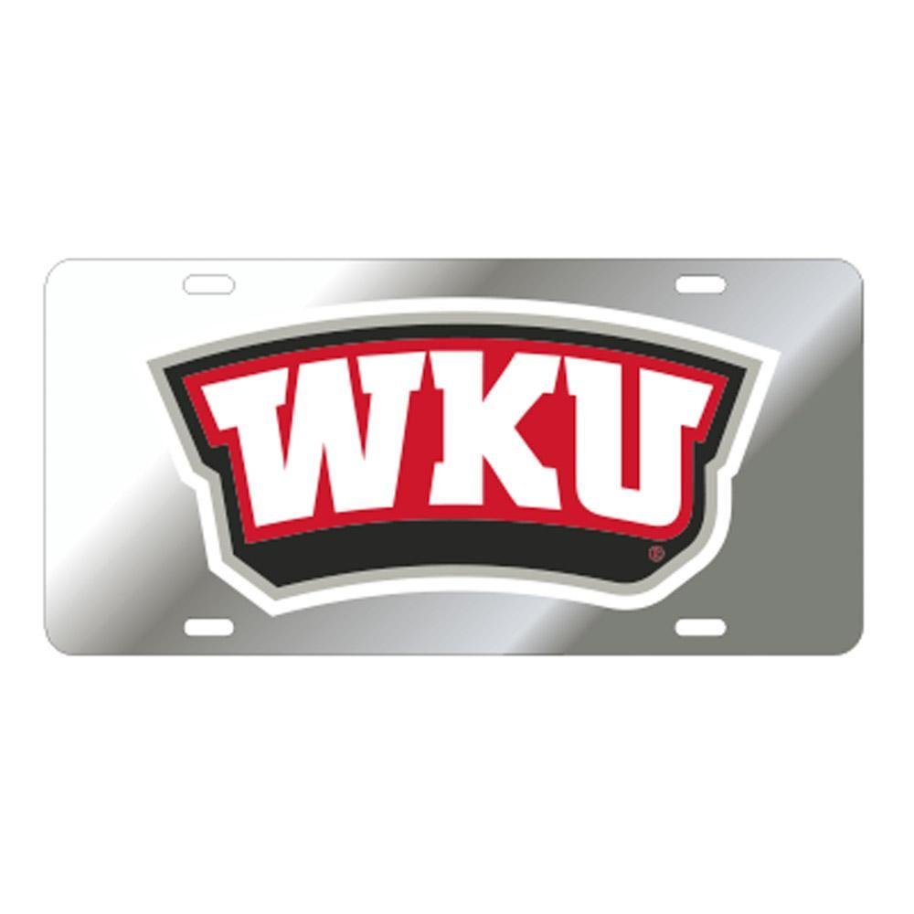 WKU Logo - Western Kentucky License Plate Silver Red WKU Logo