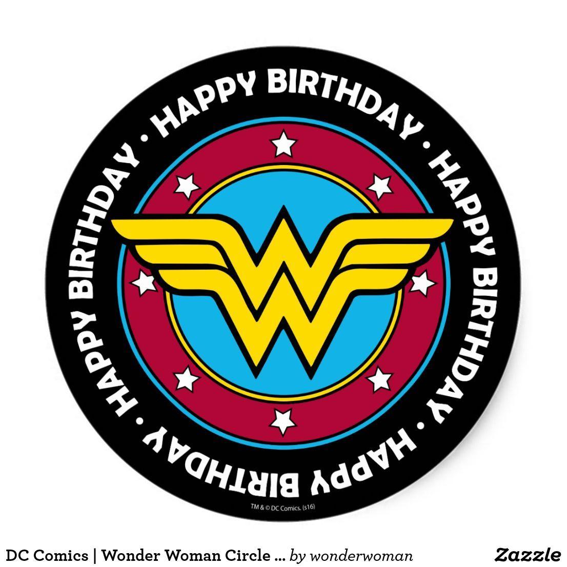 Grab Round Logo - DC Comics | Wonder Woman Circle & Stars Logo Classic Round Sticker ...