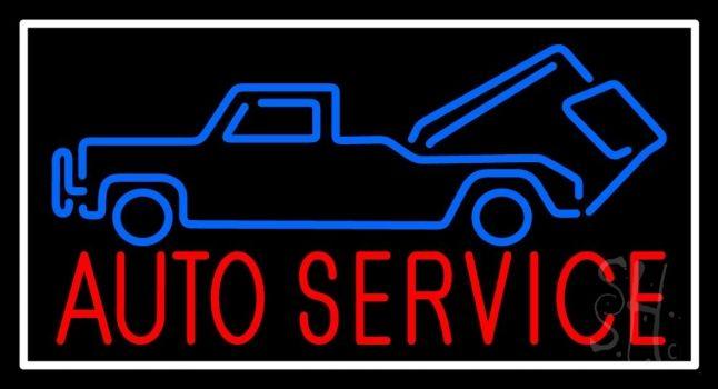 Red White and Blue Car Logo - Red Auto Service Blue Car Logo With White Border Neon Sign | Auto ...