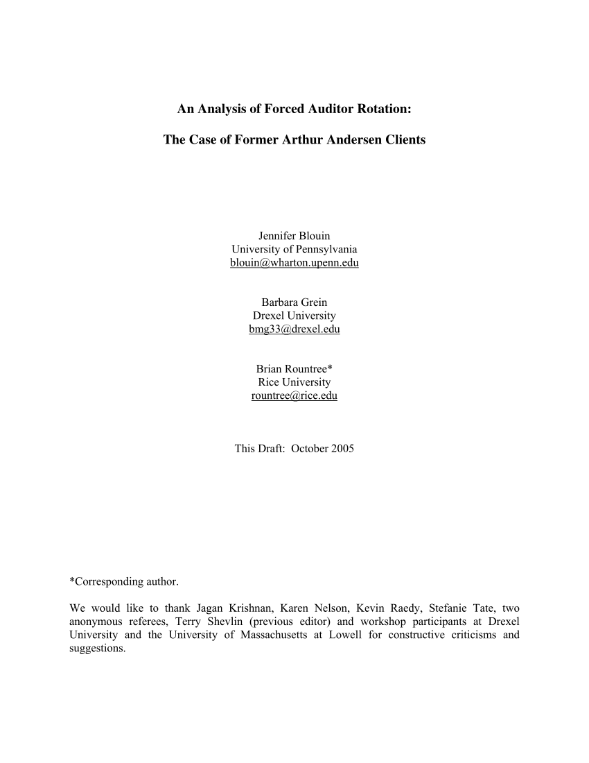 Arthur Andersen Logo - PDF) An Analysis of Forced Auditor Change: The Case of Former Arthur ...