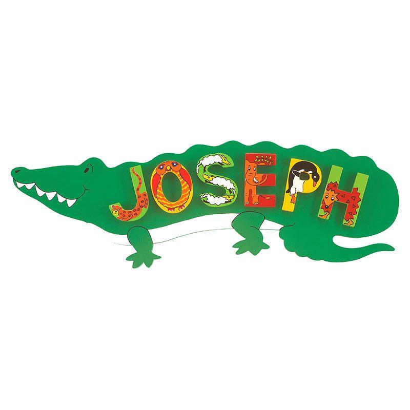 Company with Alligator Logo - Green Wooden Crocodile Name Plaque