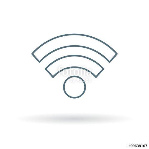 White WiFi Logo - Wifi Icon. Wireless Sign. Wi Fi Access Symbol. Thin Line Icon