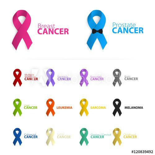 Cancer Logo - Isolated colorful ribbon logo set on the white background. Against ...