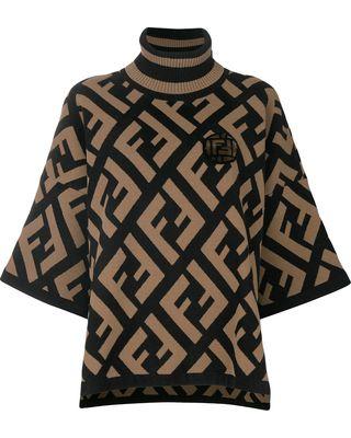 Old Fendi Logo - New Savings on Fendi logo flared turtle-neck sweater - Brown