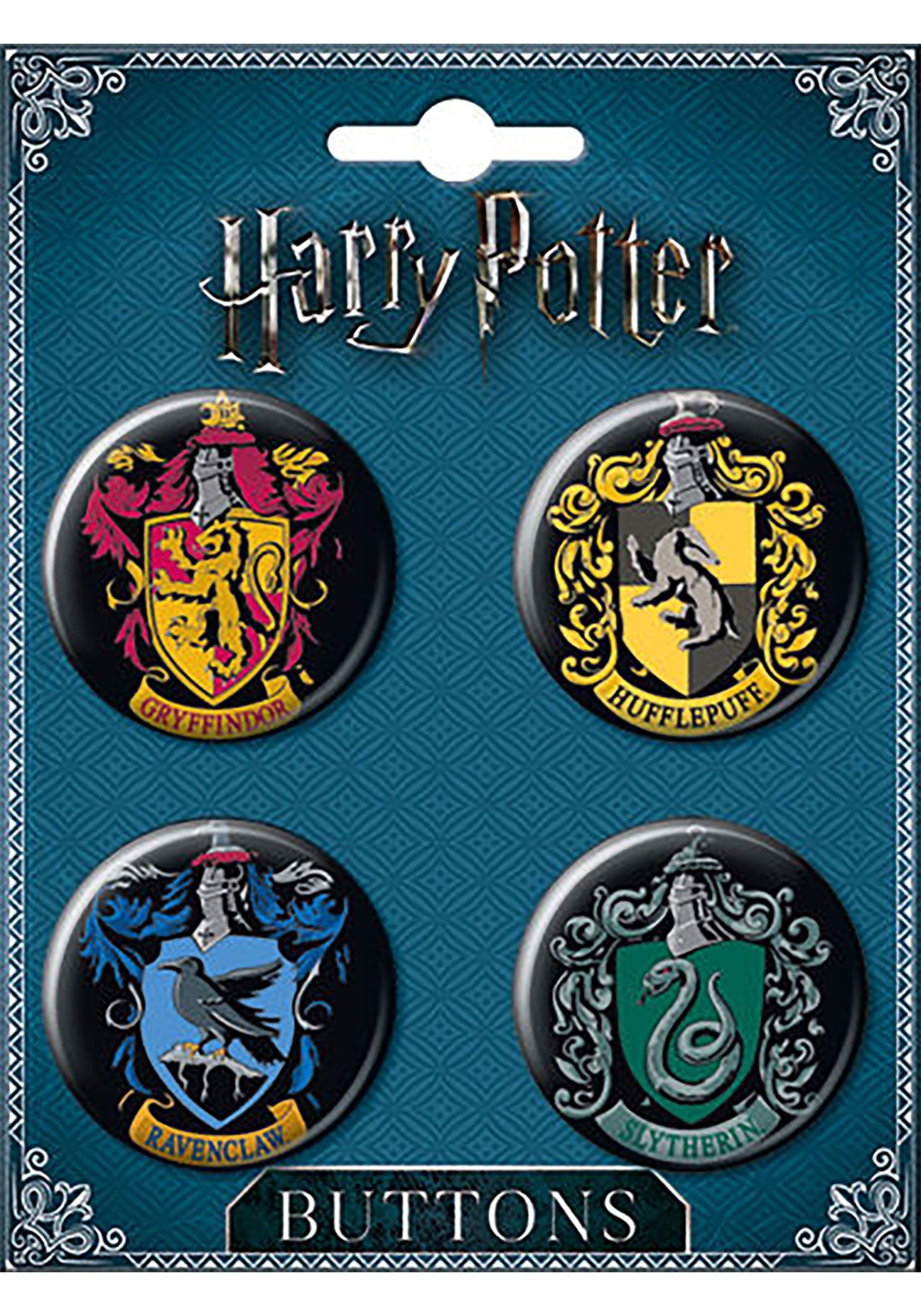 New Harry Potter Logo - Harry Potter House Crest 4-Button Set