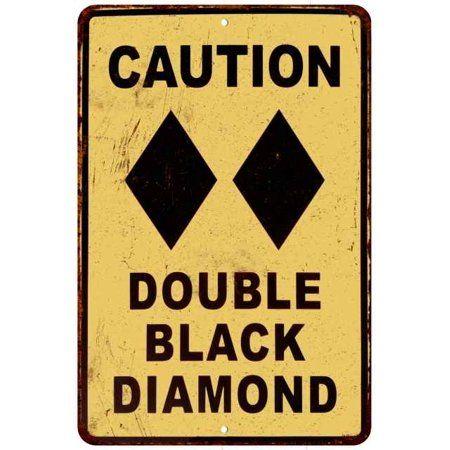 Double Black Diamond Logo - Double Black Diamond Slopw Vintage Look Chic Distressed 8x12 Metal